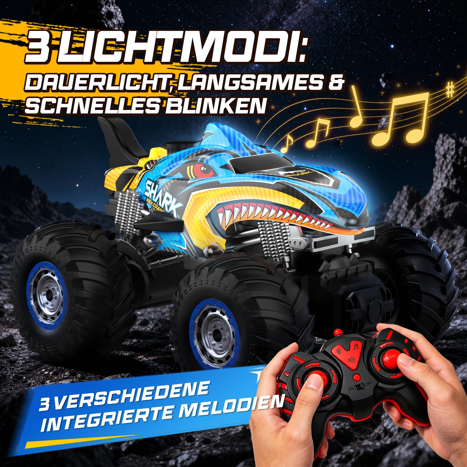 HappyGoLucky Voiture Télécommandée, Monster Truck Jouet Enfant 3-12 Ans