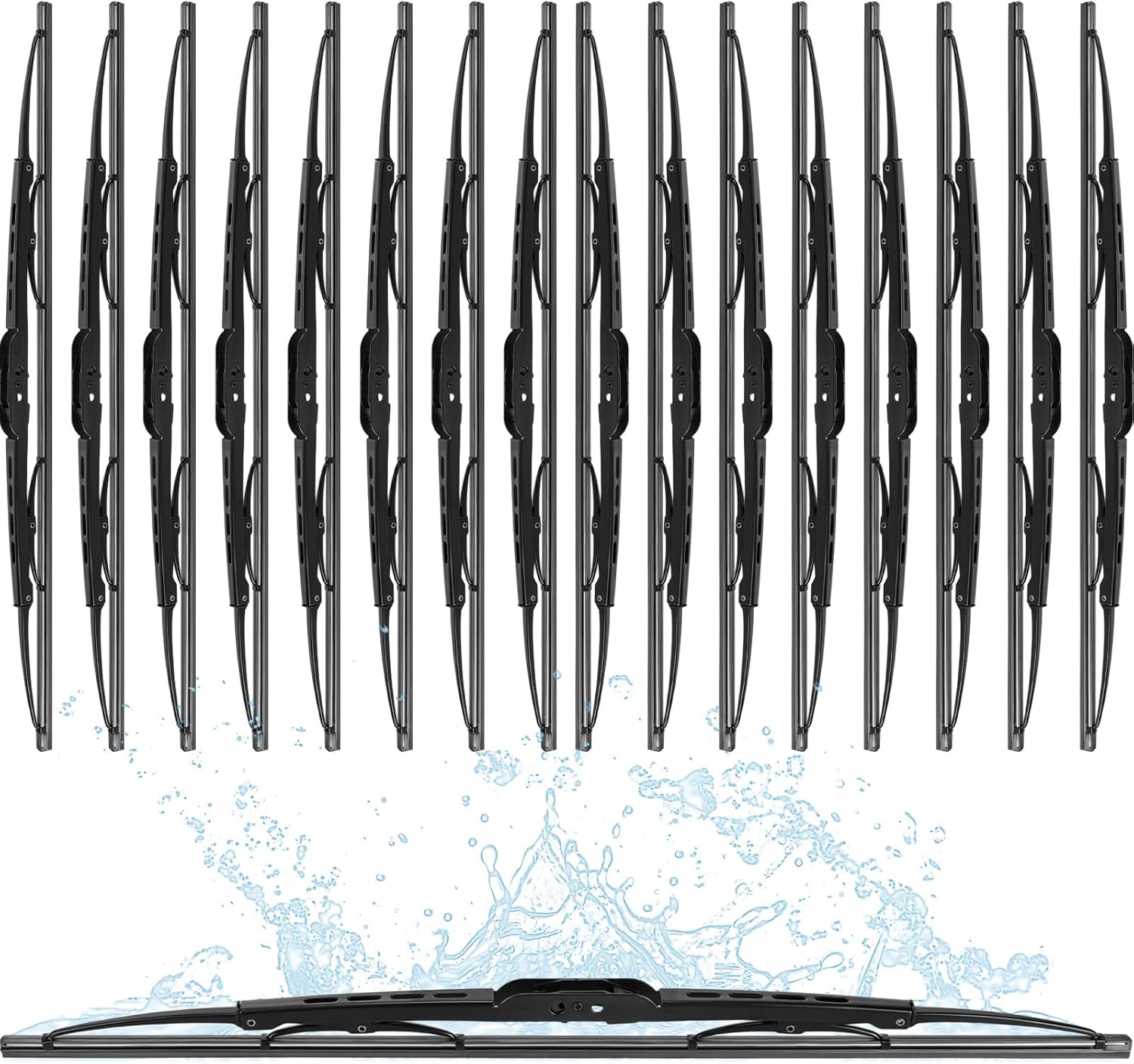 BBTO 16 Pack Wiper Blades 20 Inch Silicone Windshield Wipers All Seasons Durable Automotive Replacement Wiper Blades for Cars Front Windshield Universal U/J Hook Passenger and Driver