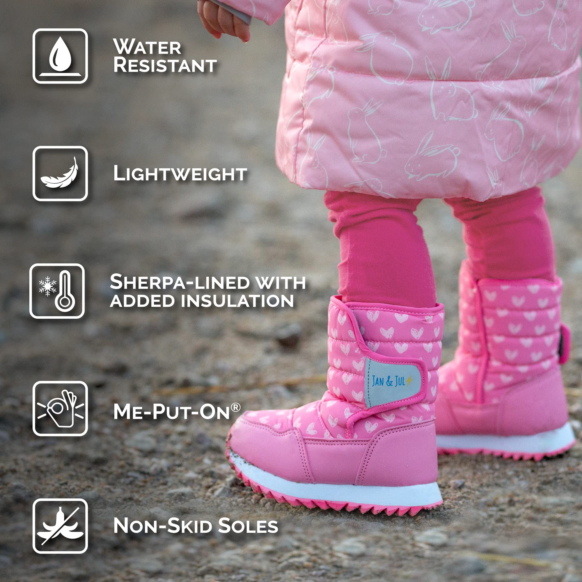 JAN & JUL Botas de nieve resistentes al agua para niños pequeños y niños