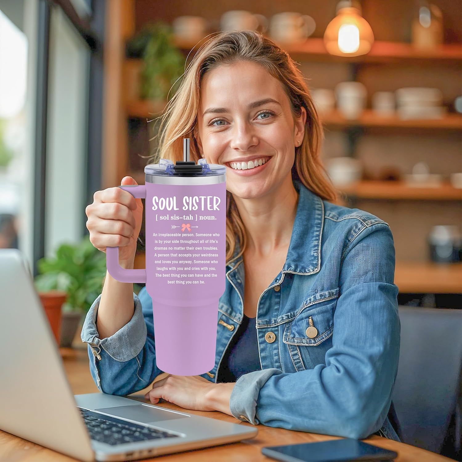 Soul Sister Gifts for Women Best Friends - 40oz Stainless Steel Travel Mug Insulated Coffee Cup, Best Friends Gifts for Women, Christmas Birthday Gift for Friend Bestie BFF Friendship, Soul Sister Cup - Image 5