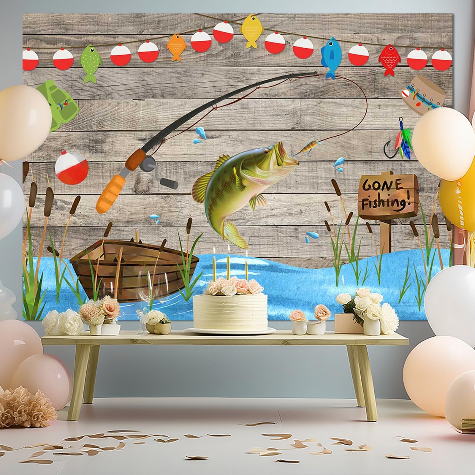 Fish Birthday Decorations Fishing Happy Birthday Photo Background ...