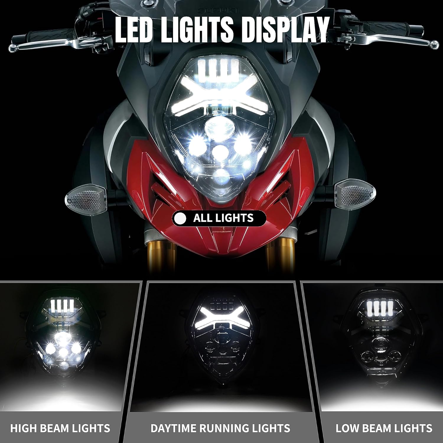 VEIUTOR LED Headlights for V-strom DL650 14-20, LED Head Light Headlamp Front Lamp with High Low Beam DRL for Suzuki V-strom 650 1000 DL650 DL1000 2014-2020 Accessories