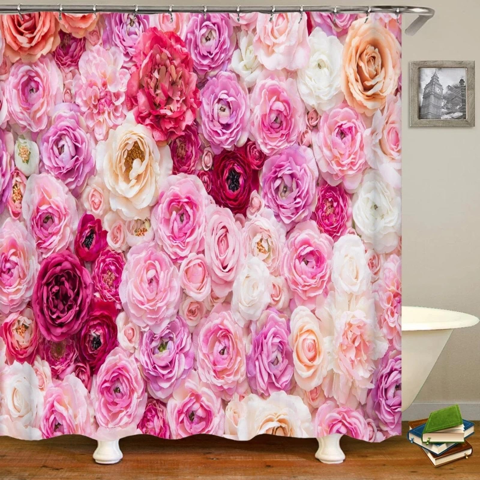 Rideau de bain douche imperméable 182x182cm accessoires salle de bains pivoine