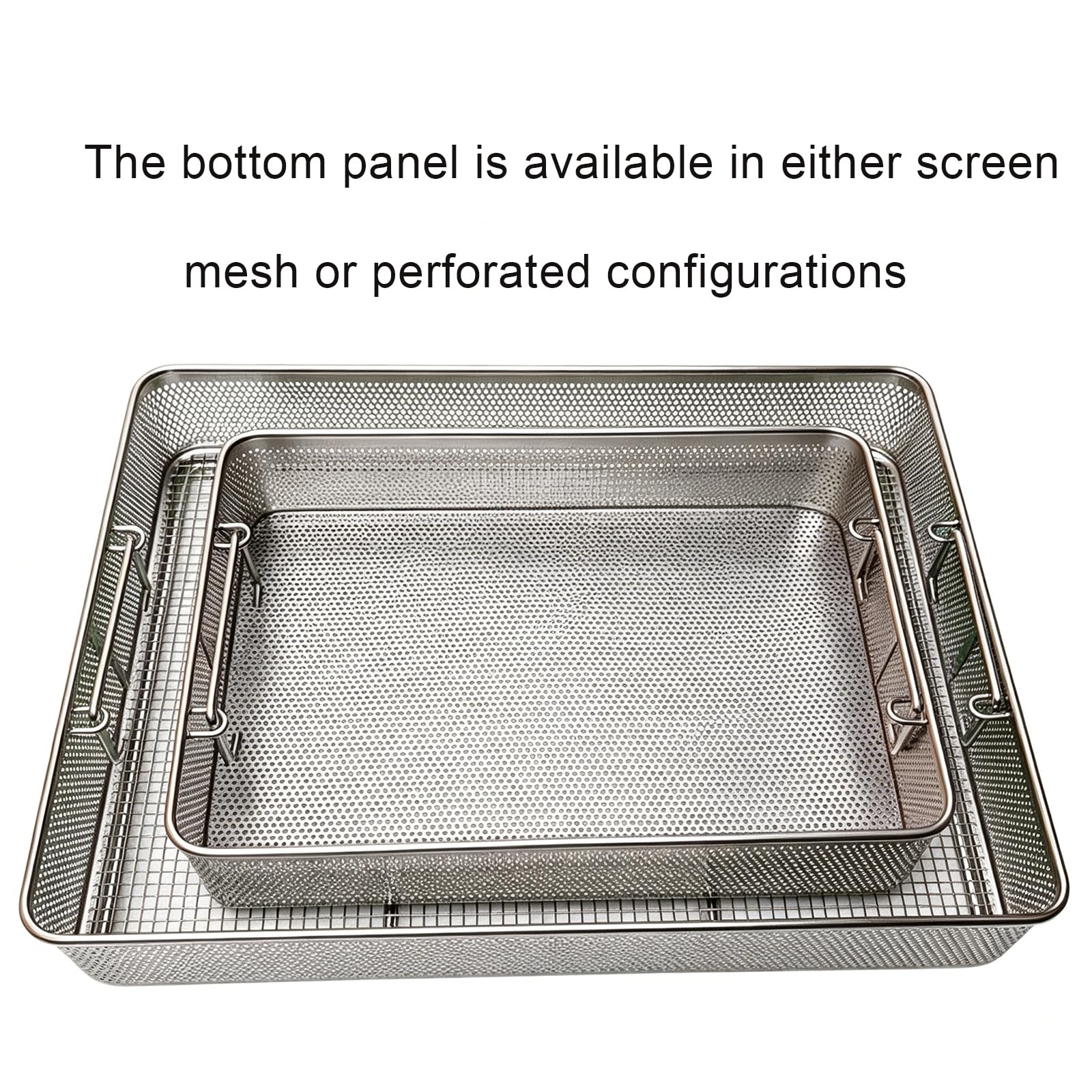 Cesta para instrumentos médicos, bandeja de malla de acero inoxidable 304 para herramientas quirúrgicas, dentales, ortopédicas y otorrinolaringológicas, grado hospitalario, diseño de agujero de 2 mm