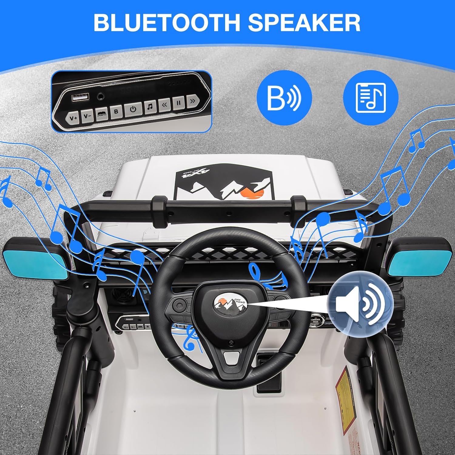 GarveeLife Ride On Truck Car for Kids, 12V Electric Ride On Car with Remote Control, Spring Suspension, Led Lights, Bluetooth, Music & Horn, 3 Speeds