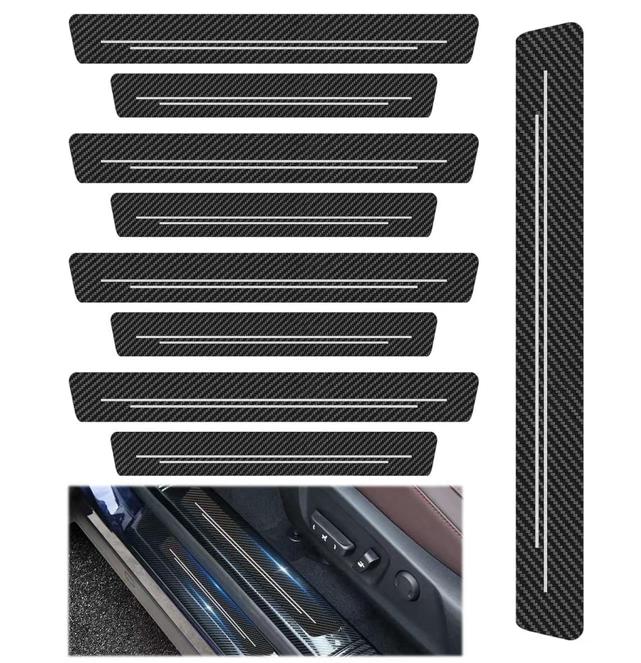 LVJINXIFAFA 9 Pcs Car Door Sill Protector for Toyota Proace City SWB/City Verso 2020-2025, Carbon Fiber Scuff Plate Guard Bumper Protection Strip Car Accessories
