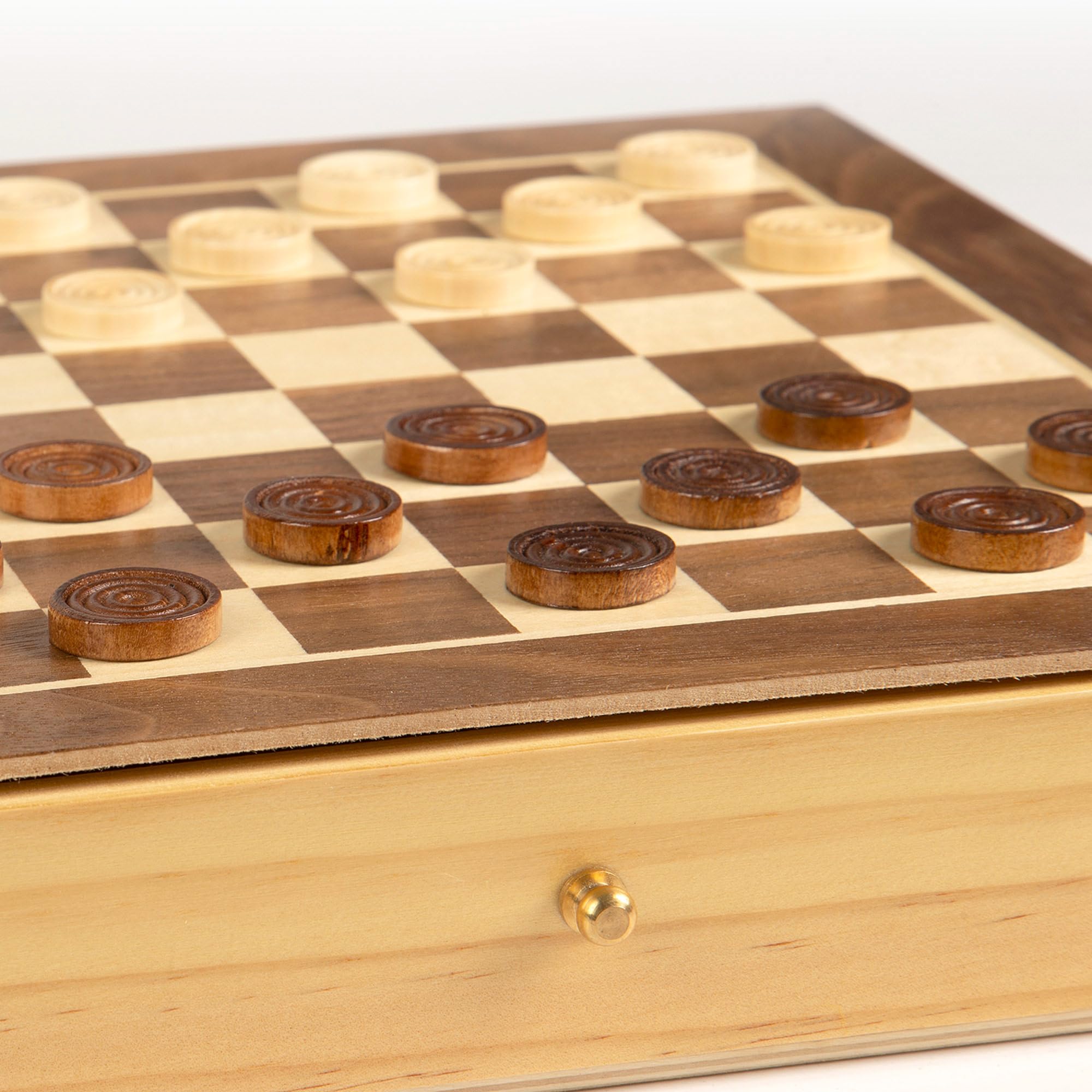 ColorBaby CB Games 45594 Jeu de société d'échecs et de Dames 2 en 1 en Bois avec tiroir 30 x 30 cm