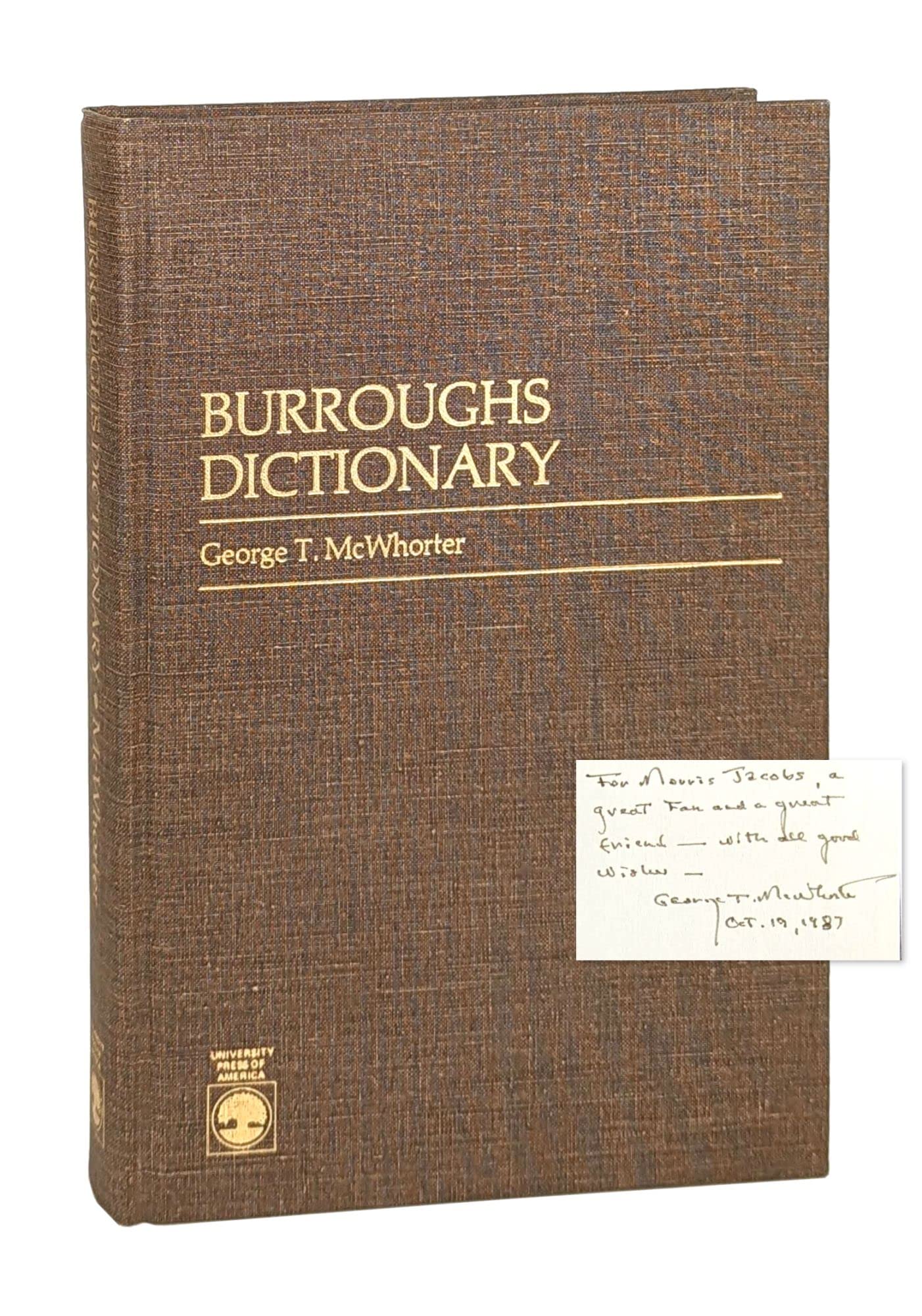 Cover of Burroughs Dictionary: An Alphabetical List of Proper Names, Words, Phrases, and Concepts Contained in the Published Works of Edgar Rice Burroughs