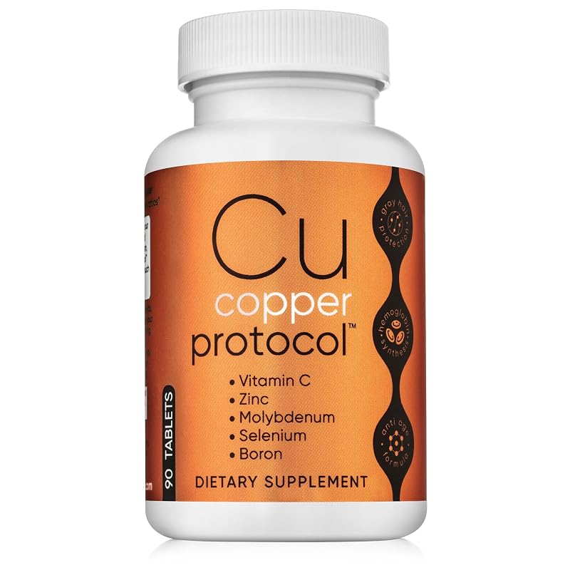 Copper Protocol Suplemento mineral de cobre, molibdênio, vitamina C, zinco e selênio, 90 cápsulas