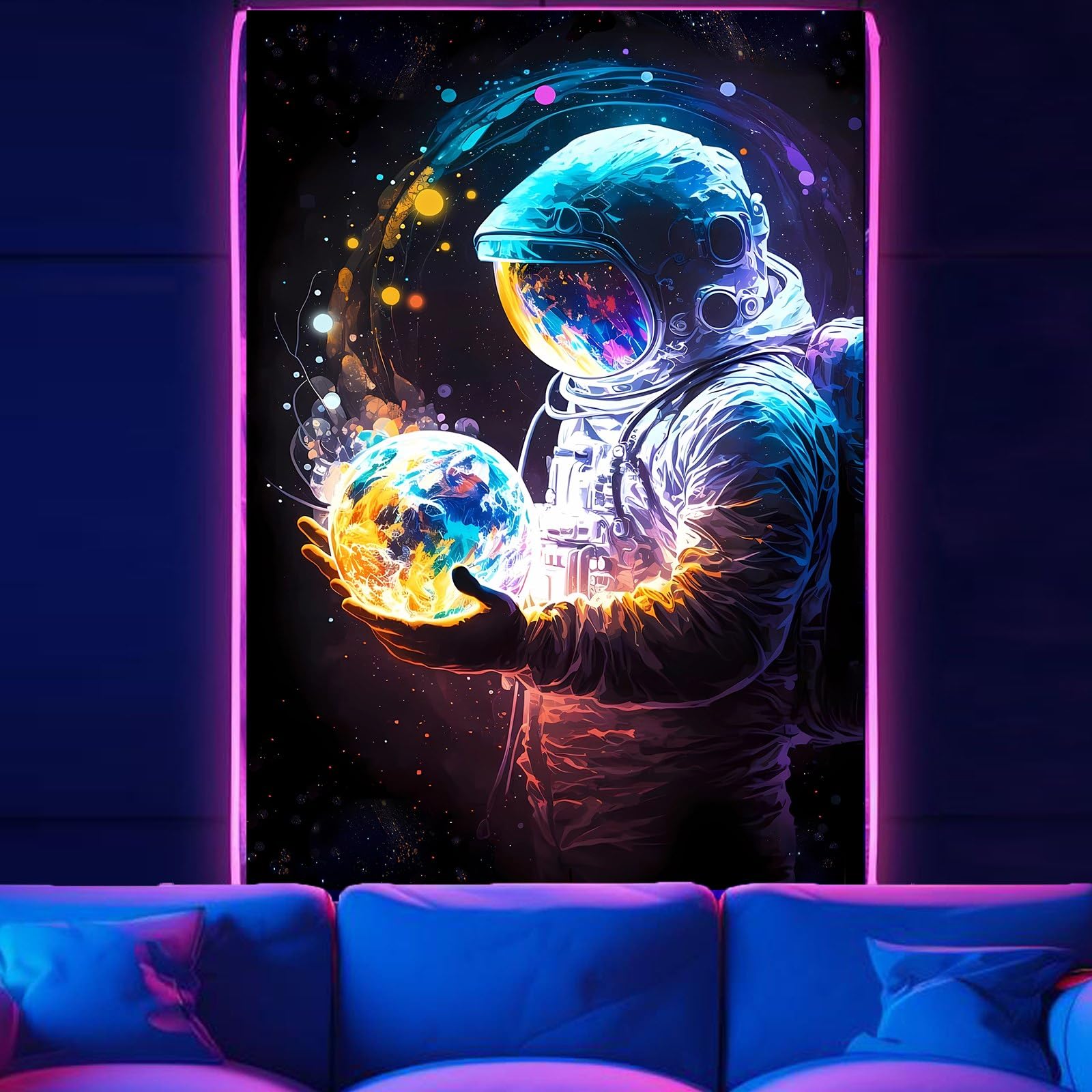 Atrippy Astronaut Space Tapestry for Bedroom, Cool Galaxy Planet Wall Hanging, Fantasy Outer Spaceman Room Decor Art Poster Aesthetic for Boys Men Guys College Dorm Living Room 40in×60in