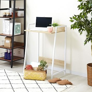 Doshisha SD6075-NA Simple Desk Space Saving Slim Width 23.6 x Depth 15.7 inches 60 cm x Depth 15.7 inches 40 cm, Computer Desk, Can be Used as Storage on Trash Cans, L-Shaped Tabletop,