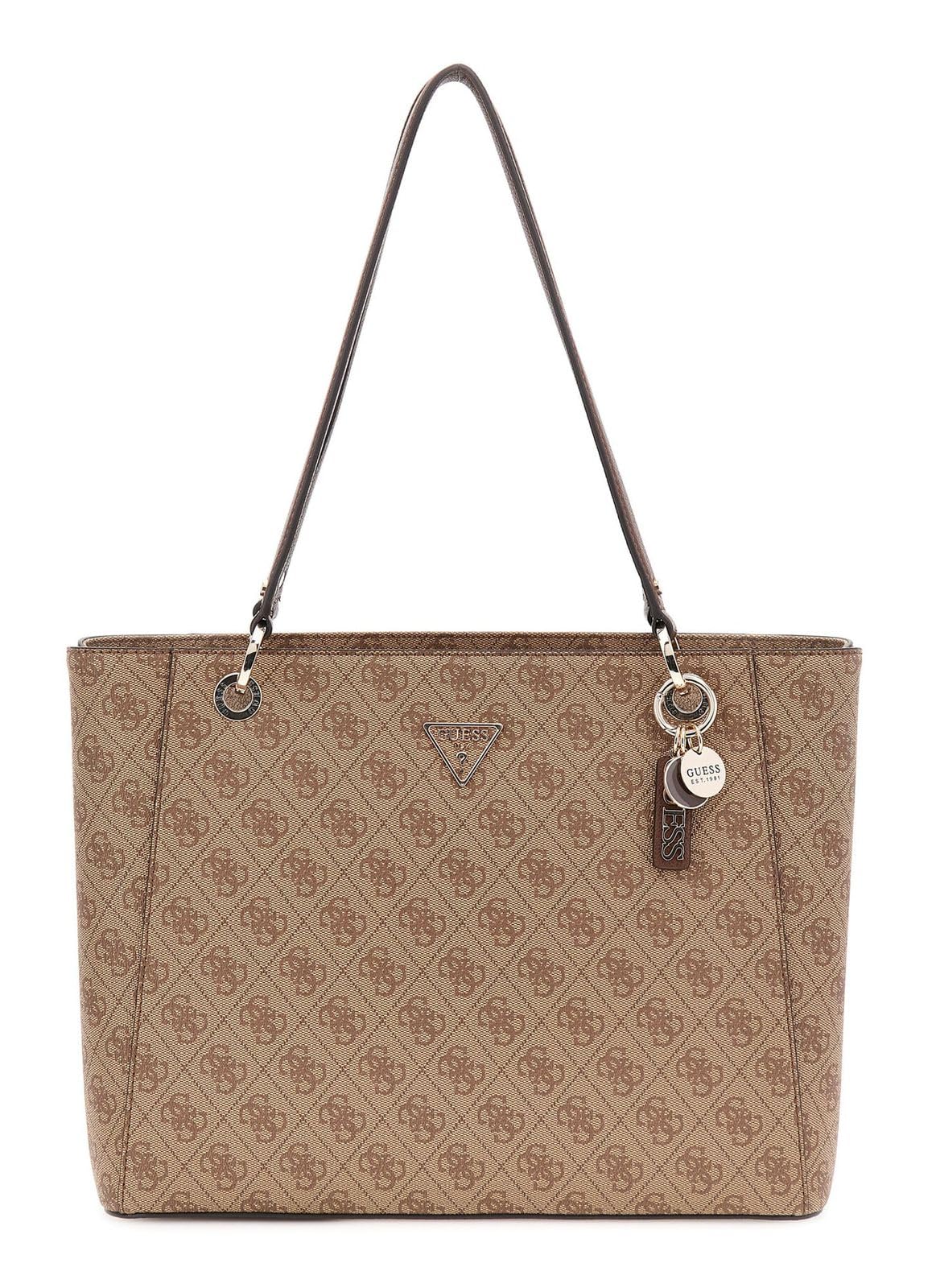GUESS Womens Noelle Tote Handbag One Size Latte/Brown