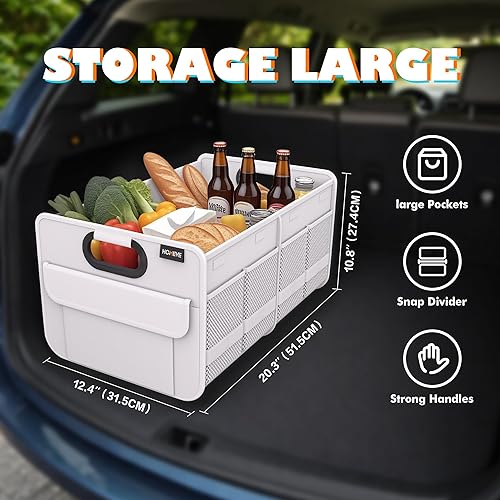 Miniatura 7 de Homeve Organizador de maletero, almacenamiento de automóvil, asas reforzadas, organizadores plegables de múltiples compartimentos, plegable,