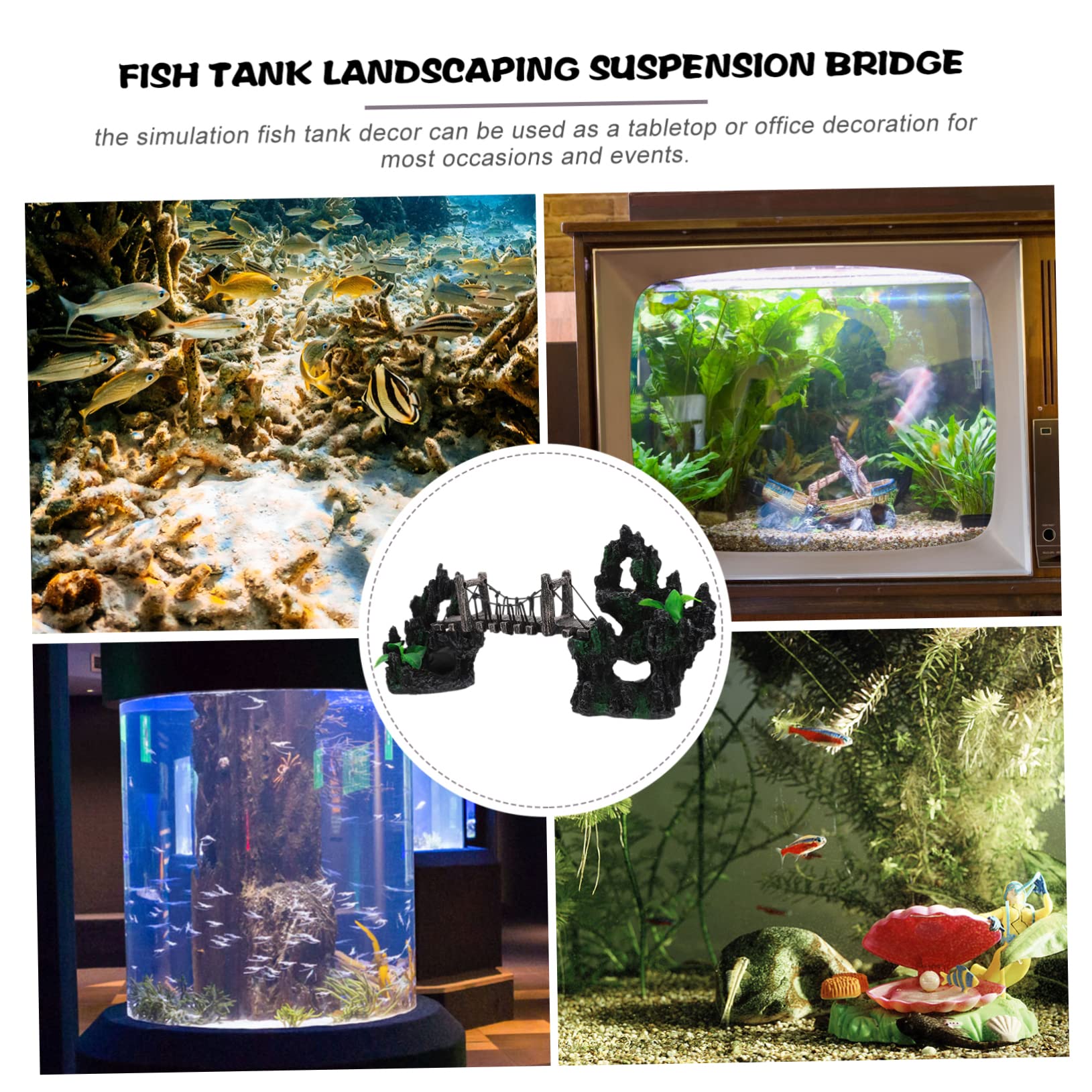 Decorazione Retro per Acquario Resina Ponte Adornato per Pesci Accessorio per Rockery e Ambientazione Naturale nel Serbatoio Acquatico