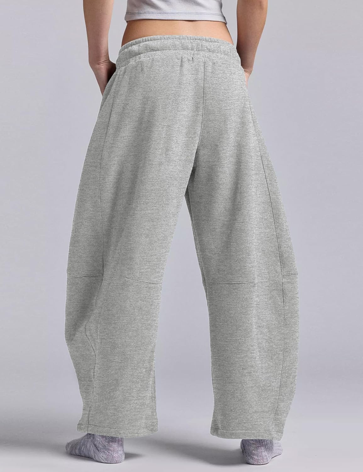 Hongsui Women's Baggy Sweatpants Fleece Lined Fall Winter Barrel Leg Pants Casual Drawstring Palazzo Pants with Pockets - Image 6