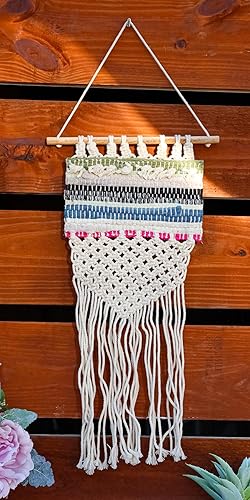 Miniatura 2 de Ebros Gift Tapiz bohemio chic Kantha de macramé para dormitorio, sala de estar, oficina, decoración de pared, grande, bohemio, para colgar en la