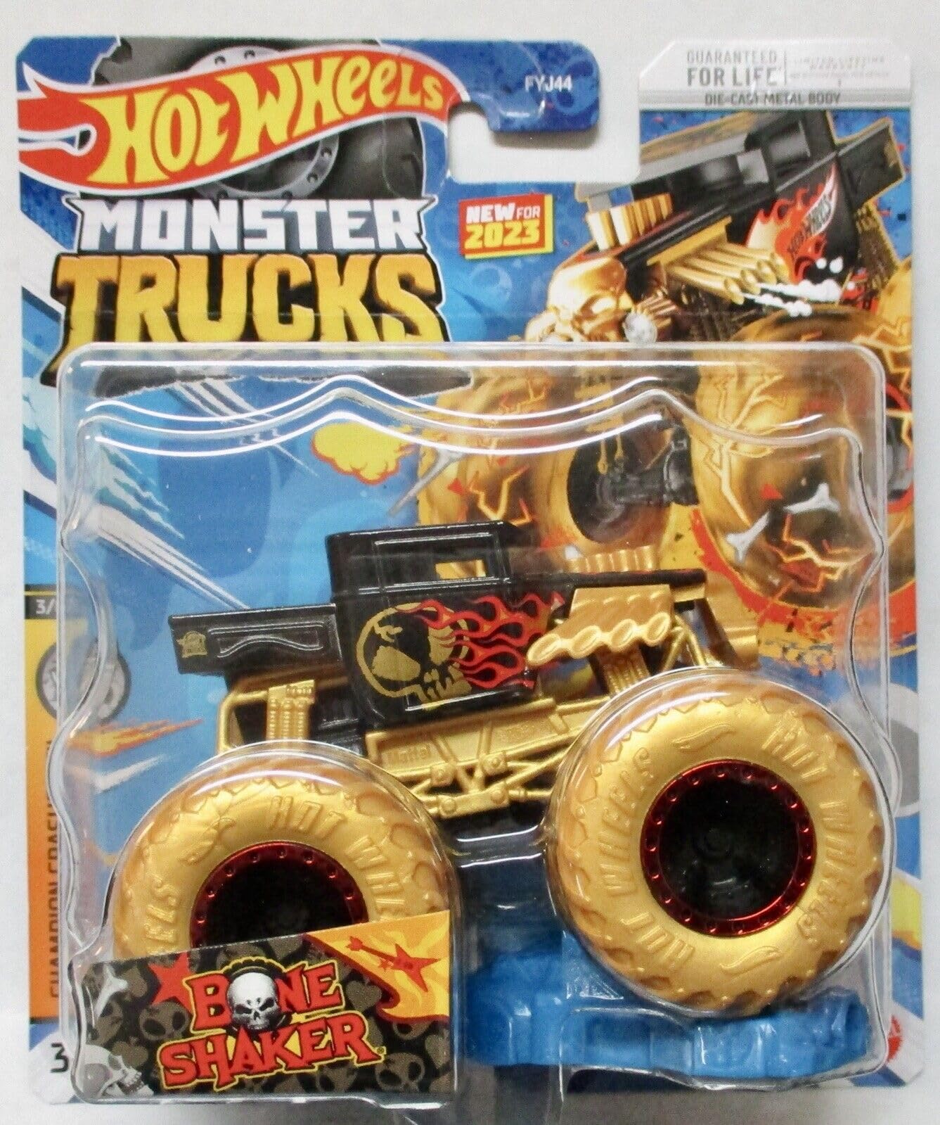 Hot Wheels Monster Trucks Bone Shaker (Black/Gold), 2023 Connect