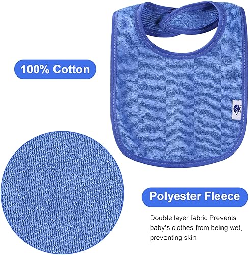 Miniatura 3 de Paquete de 12 baberos de algodón de rizo, baberos unisex con relleno de fibra impermeable para alimentación, dentición, babeo