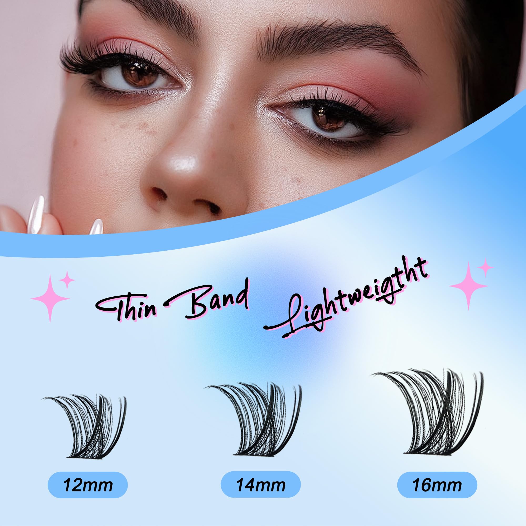PURELEOR Individual Cluster Lashes Kit Lash Extensions Set DIY Multiple styles Eyelash Clusters 2 in 1 Bond and Seal Tweezers D Curl Mixed 12-16mm - Image 2