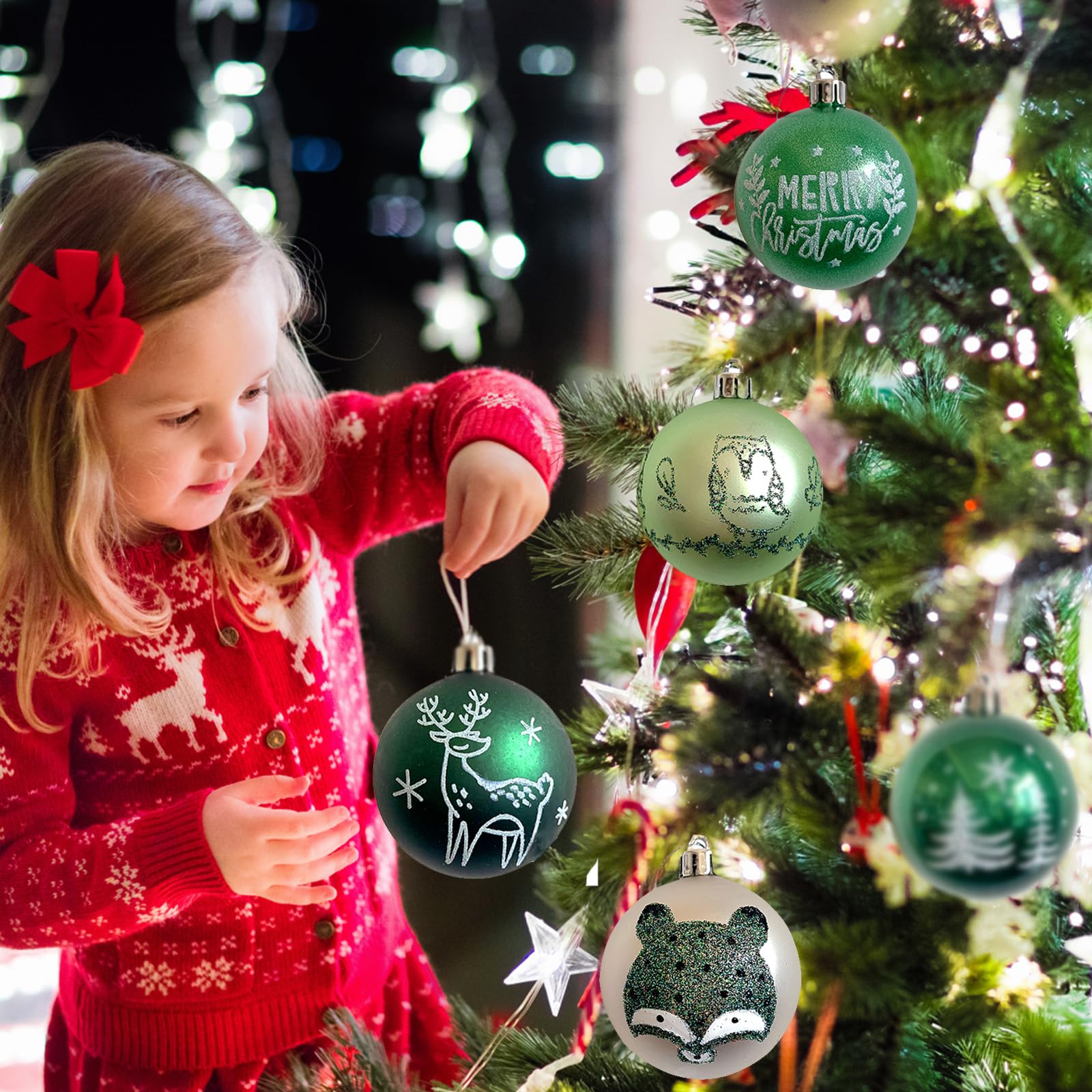 ZOOI Weihnachtskugeln Set - 16 Stück Rot-weiß 6cm Bruchsicher