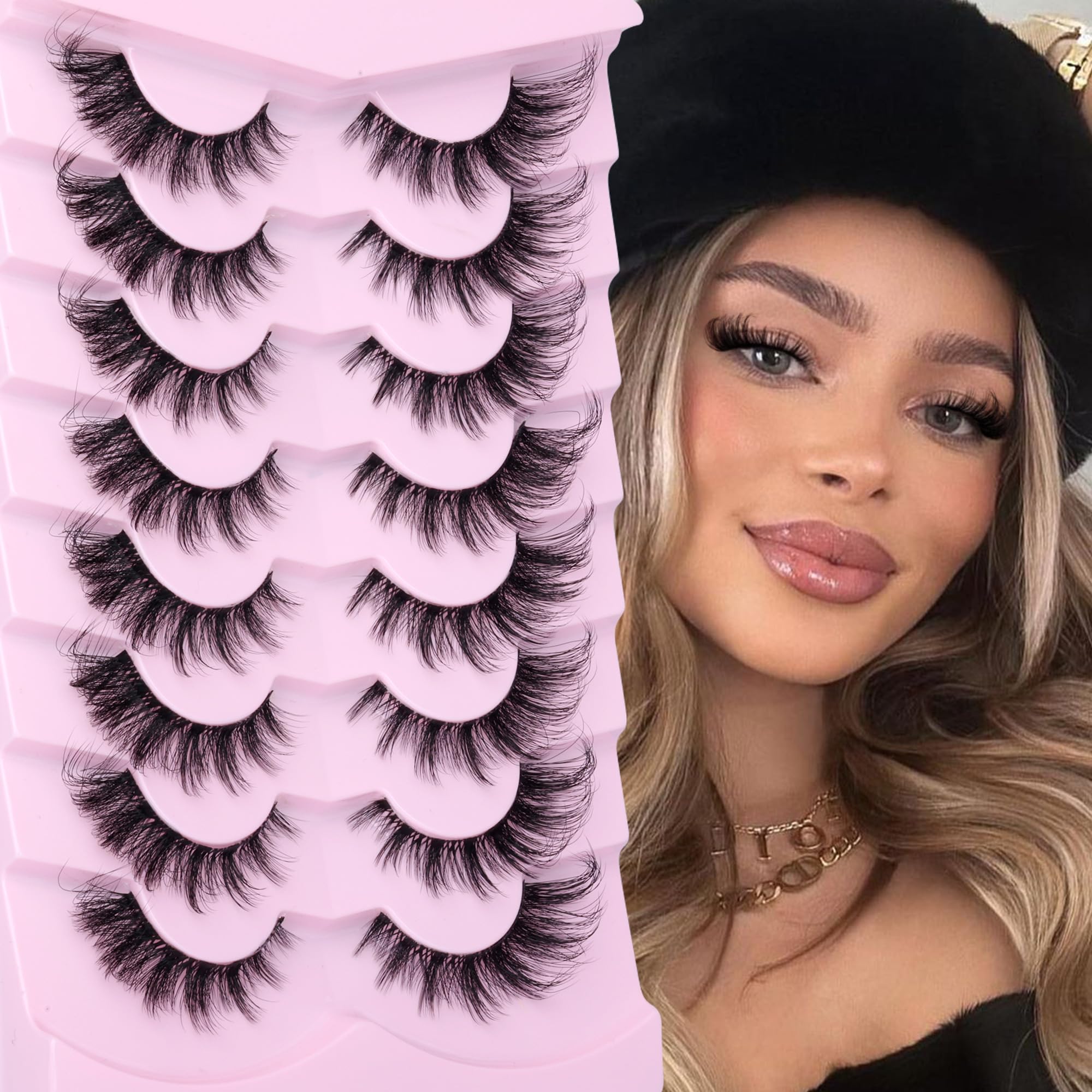 False Eyelashes Fluffy Faux Mink Lashes Wispy Fairy Cat Eye Lashes Spiky Strip Lashes Extension Natural Volume Fake Lashes Pack by GVEFETIEE 8 Pairs Black: Lashes Wispy False Eyelashes Fox Eye Lashes Fake Lashes Fluffy Cat Eye Lashes Faux Mink Strip Lashes Natural Look Clear Band Eyelashes Pack by GVEFETIEE 8 Pairs