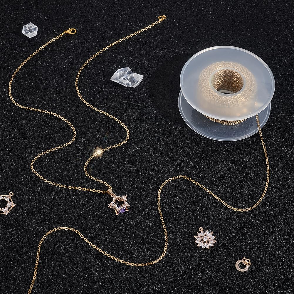 UNICRAFTALE Catene per Collana in Oro da 10m 304 catenelle in Acciaio Inossidabile Catena per Collane Saldata Larga 2mm Catene Coreane in Metallo Catena A Maglie di Estensione Bobina per DIY Gioielli