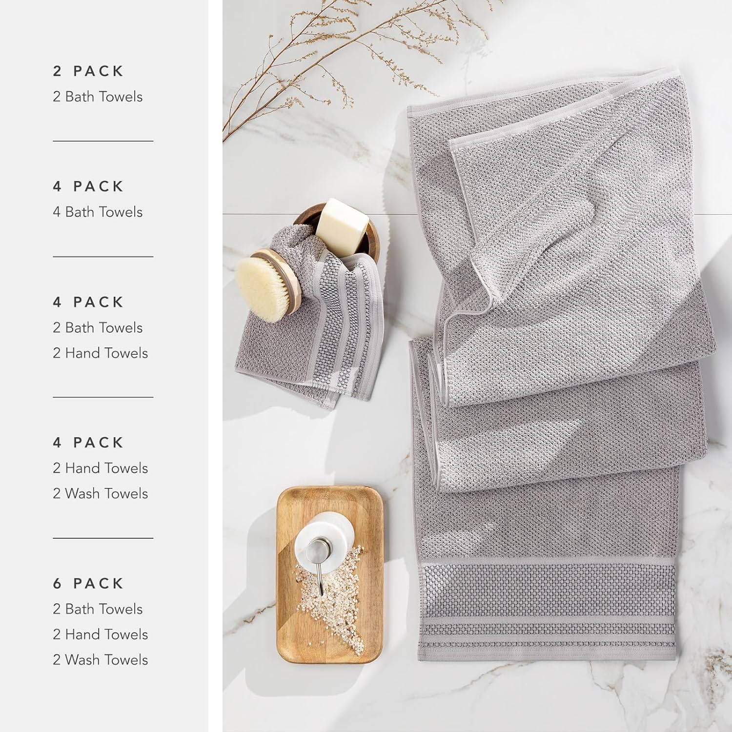 Texere 100% Organic Cotton Rice Weave Jacquard 700 GSM Luxury Bath Towel Sets - Ultra Soft and Absorbent Hotel and Spa Quality (Rice Weave, Bright White, 4 Bath Towels)
