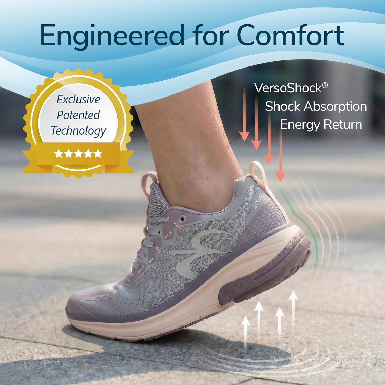 G-DEFY Mehalef Women’s Cross Trainer Shoe | Heel Support | VersoShock Technology for Pain Associated with Prolonged Standing or Walking | Arch Support | Diabetic Shoes | Wide Shoes | Free Orthotic - Image 2