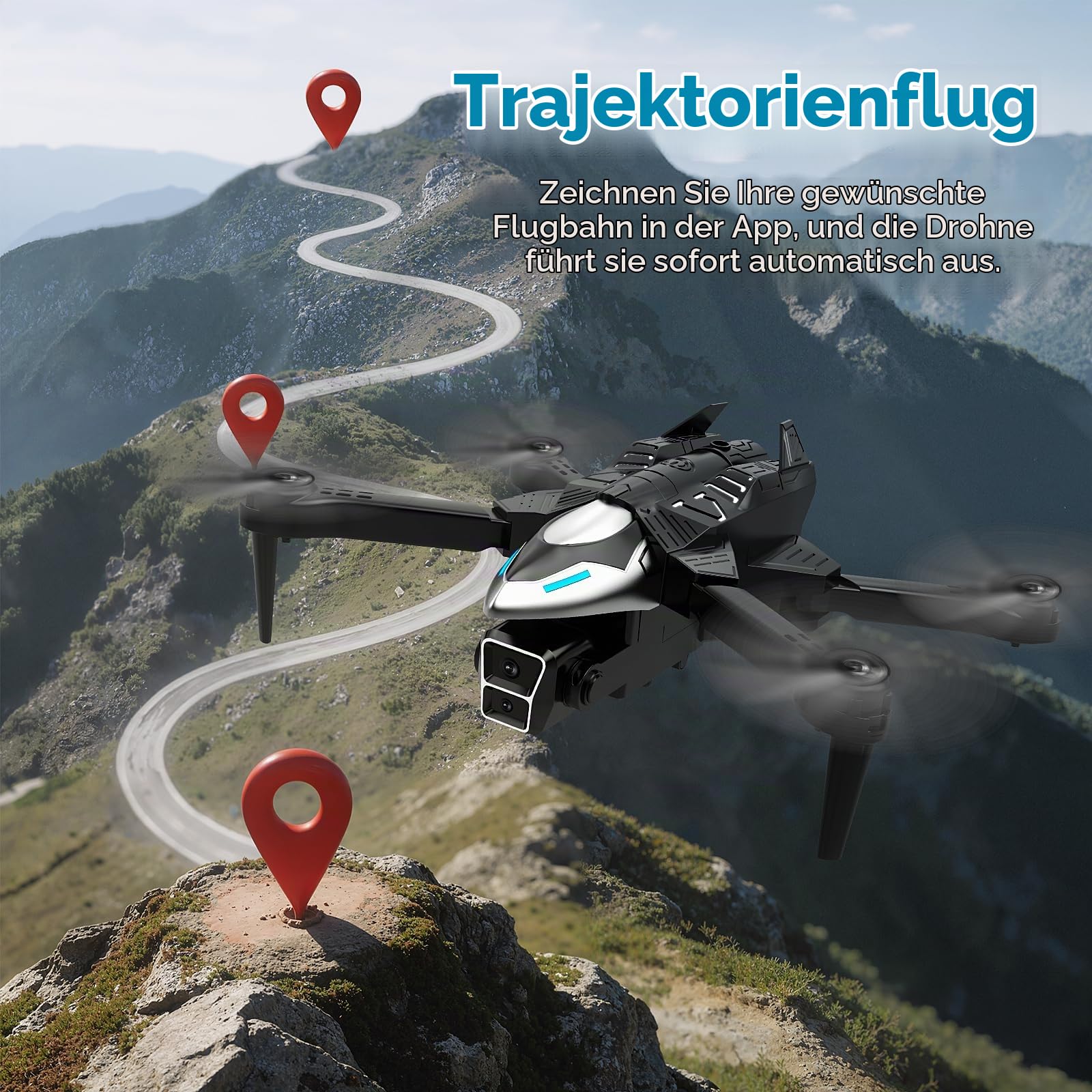 Drohne mit Kamera 4K, Mini Drohne mit Heckspritze, RC Quadcopter für Einsteiger Drohnen für Erwachsene, 360° Flip, Headless Mode, Optische Flusspositionierung, Outdoor Spielzeug Geschenk für Jungen