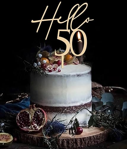 Miniatura 4 de Decoración para pastel de cumpleaños número 50, decoración de pastel de madera para cumpleaños 50, decoración de pastel de feliz cumpleaños 50 para