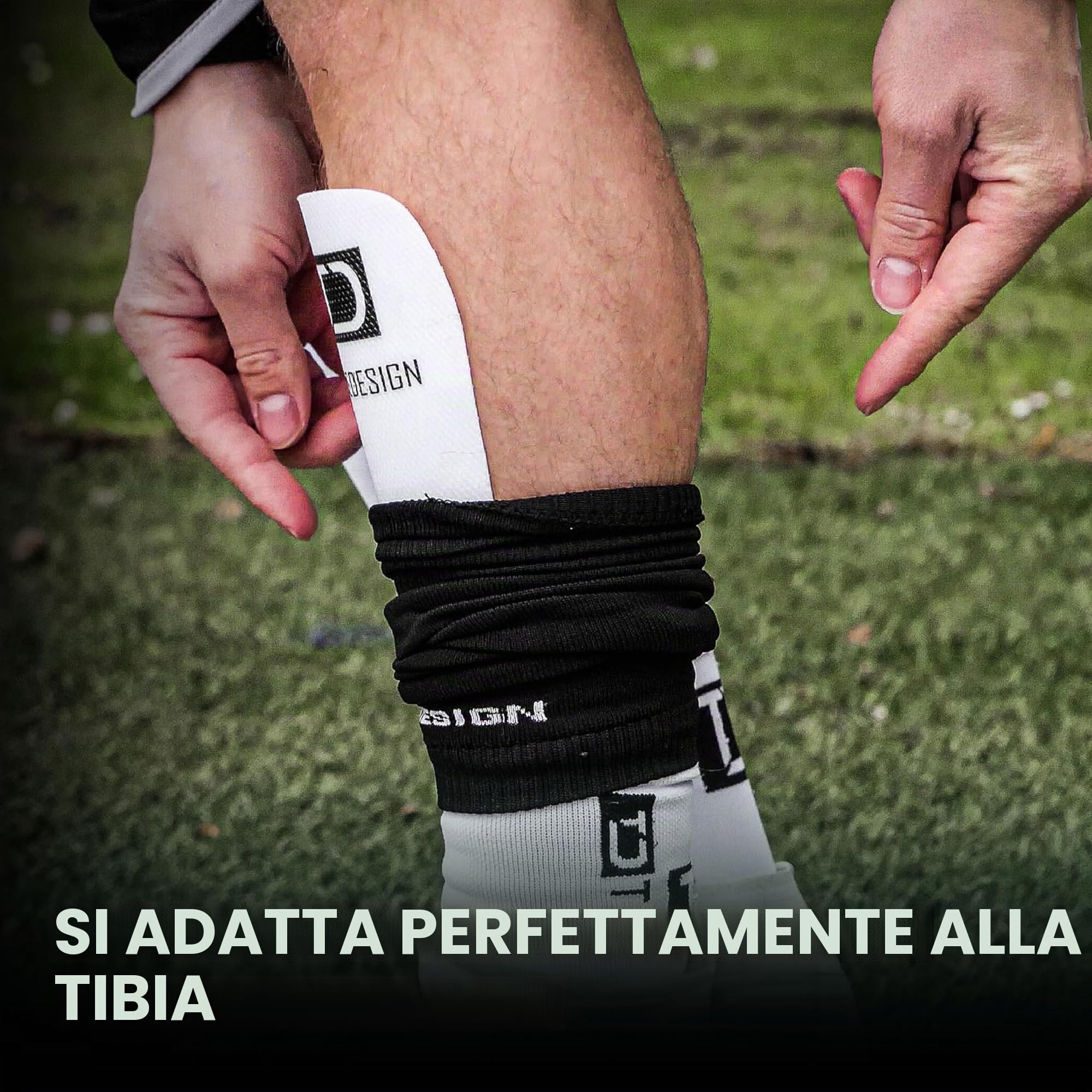 TAPEDESIGN – Parastinchi Calcio Mini – Performance Shinguards 2.0 – Termoformabili & Personalizzati – Ultra Leggeri 33g – Per Adulti & Bambini – BIANCO