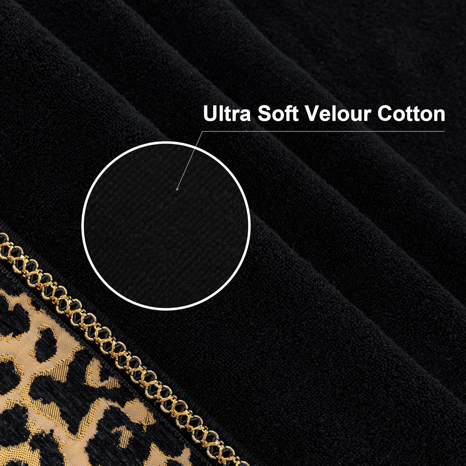 Loom and Mill Classic Leopard Bath Towel Set 3 Piece, Ultra Soft Velour Cotton Cut Pile Decorative Highly Absorbent Quick Dry Jacquard Wild Animal Towels for Bathroom Hotel, Spa and Kitchen (Brown)