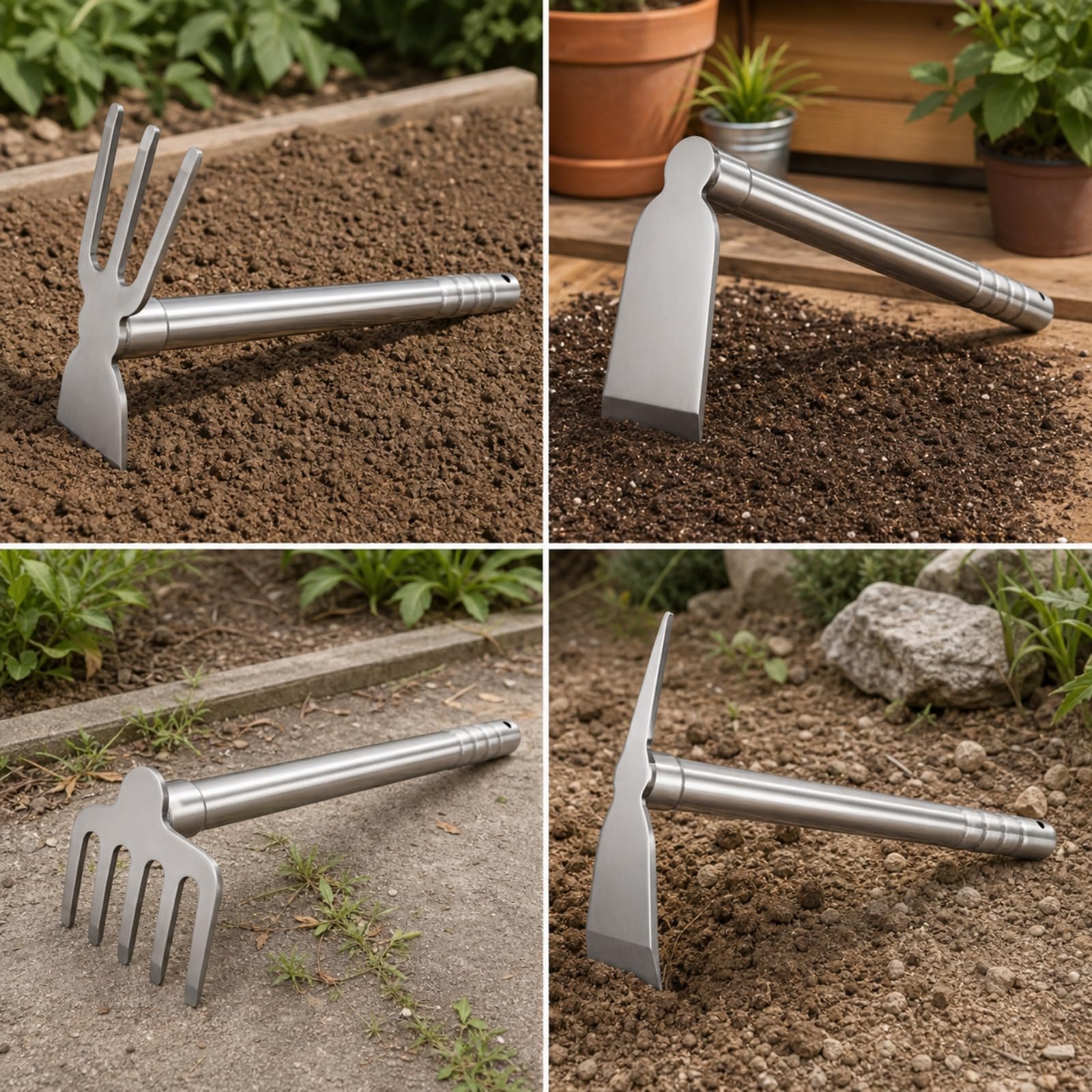 KESOTO Attrezzo da Giardino in Acciaio Inox 304 Resisn Corrosione Attrezzo Manuale di Lavoro in Metallo Robusto, Stile B