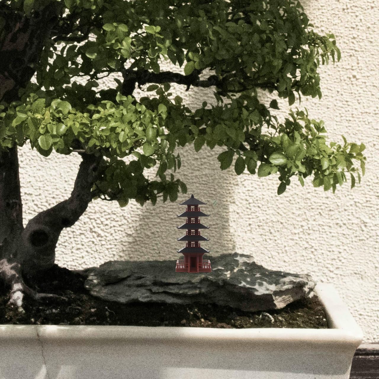 HANABASS Miniature 5-Tier Chinese Pagoda Tower Ornament 1.57In Rockery Statue for Desktop Bonsai Aquarium Landscape Decoration