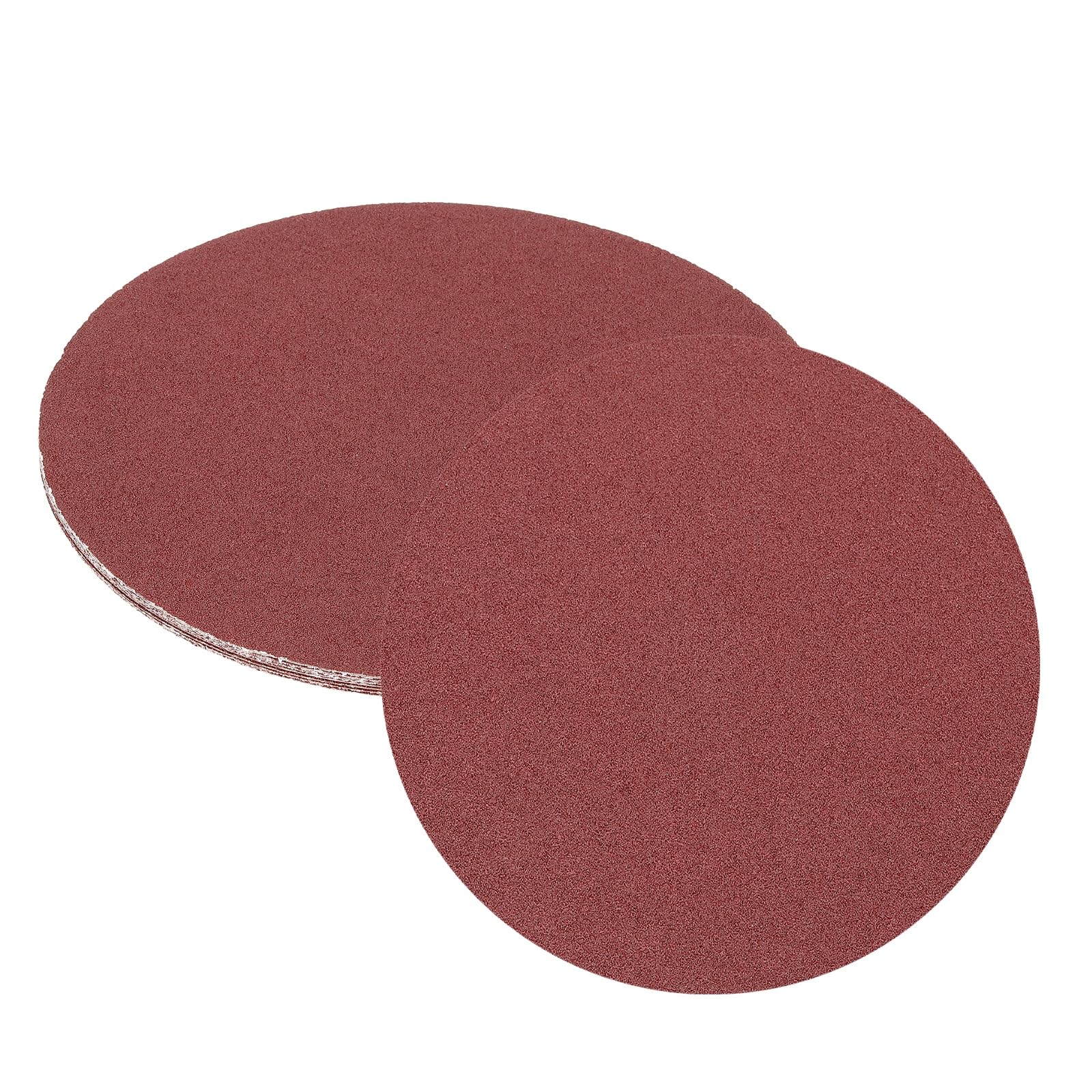 sourcing map Lot de 8 disques abrasifs PSA de 25,4 cm, grains 40 en oxyde d'aluminium, papier abrasif auto-adhésif, papier abrasif rond sans trou, peinture de voiture, bois, métal