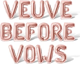 Letter Balloons - VEUVE BEFORE VOWS 16" Inch Alphabet Letters Foil Mylar Balloon Bachelorette Party Banner (Rose Gold)