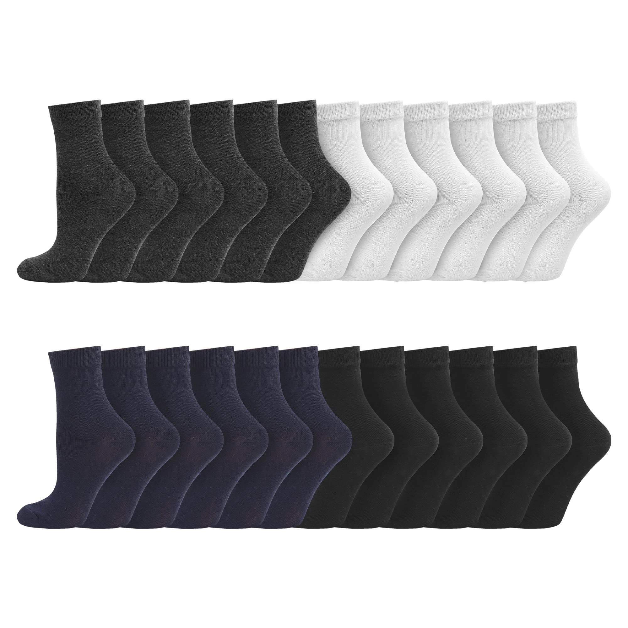 Socksmad 12 pares de calcetines escolares de algodón para niños y niñas, para el regreso a clases, tallas 0-2½, 3-5½, 6-8½, 9-12, 12½-3½, 4-5½
