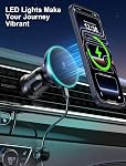 MOKPR pour iPhone Magsafe Car Mount Charger, Chargeur de voiture sans fil Magnetic Car Phone Holder pour Dash Air Évent-LED RGB HandsFree Chargeur de voiture rapide Mount pour iPhone 17/16/15/14/13/12 Série noir