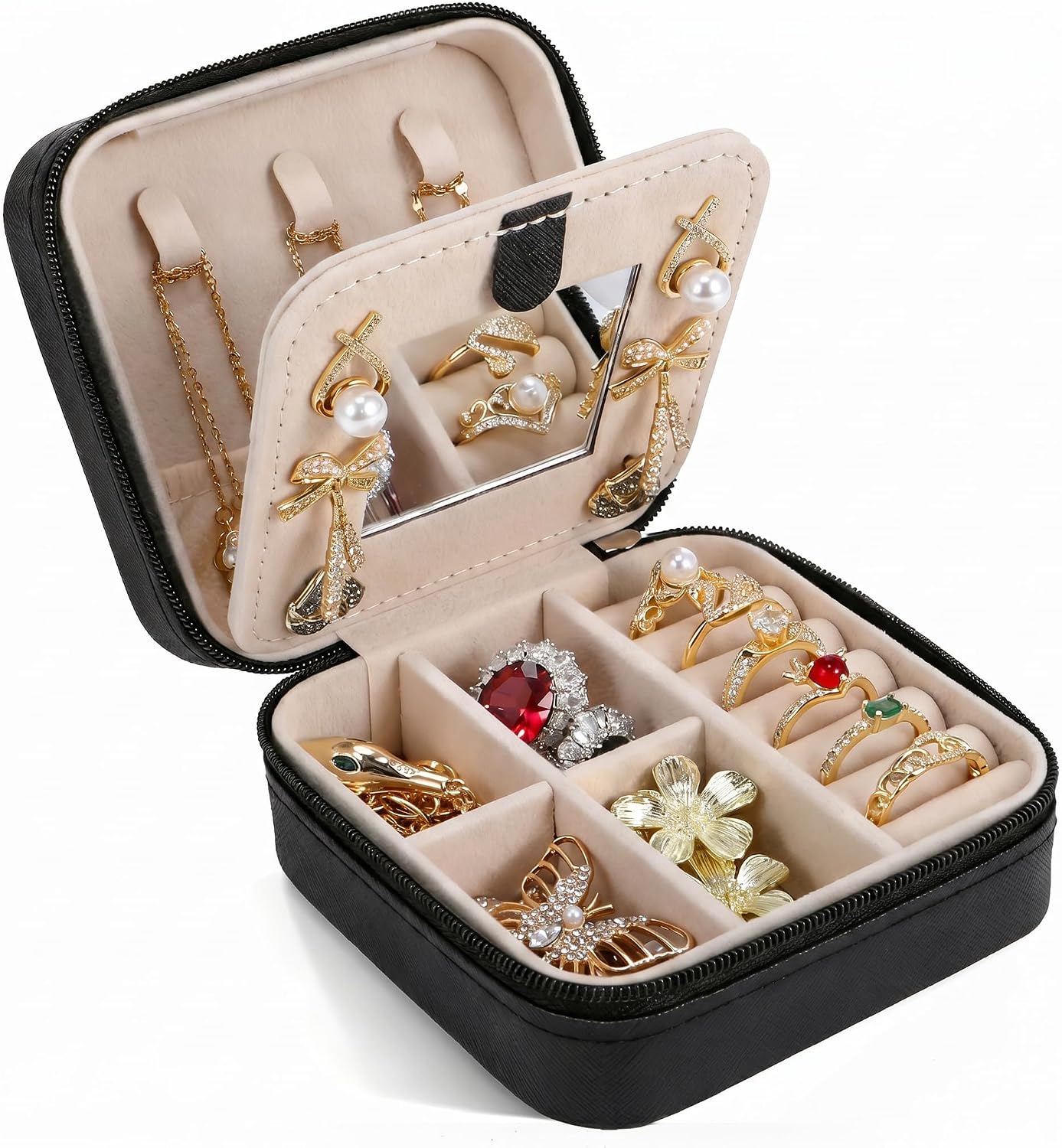 Travel Jewelry Case Organizer, Mini Portable Box Compact for Women Girls