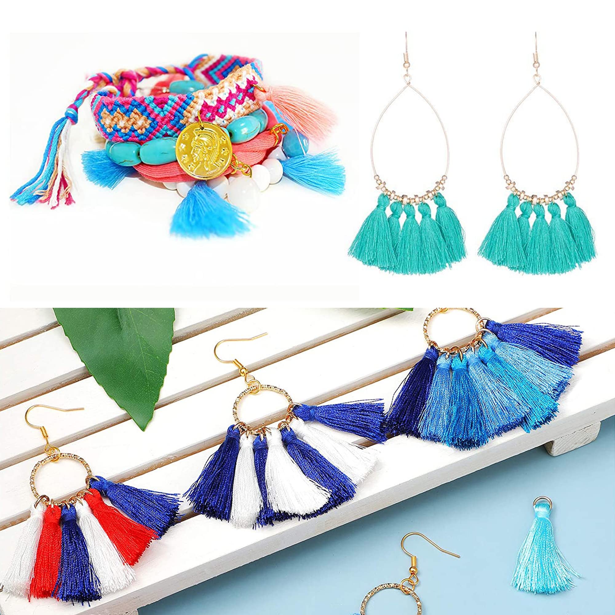 HAOBIN 60 Pièces Pendentifs Colorés Avec Gland Mini Pour Décorations Pendentifs En Forme De Gland Pour La Fabrication De Boucles D'oreilles De Bijoux,Accessoires De Porte-clés Pour L'Artisanat