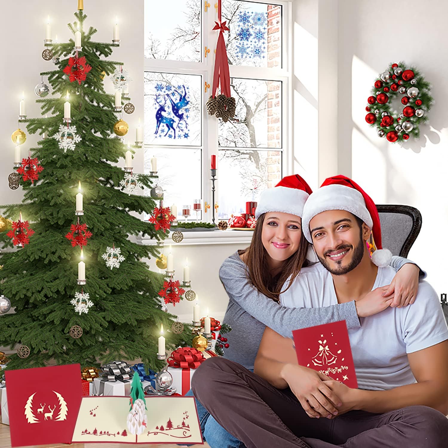3 Pack Pop Up Christmas Cards, Greetings at the end of the semester，Handmade 3D Greeting Cards,Xmas gift, suitable for teacher, friends and family for New Year’s gift…