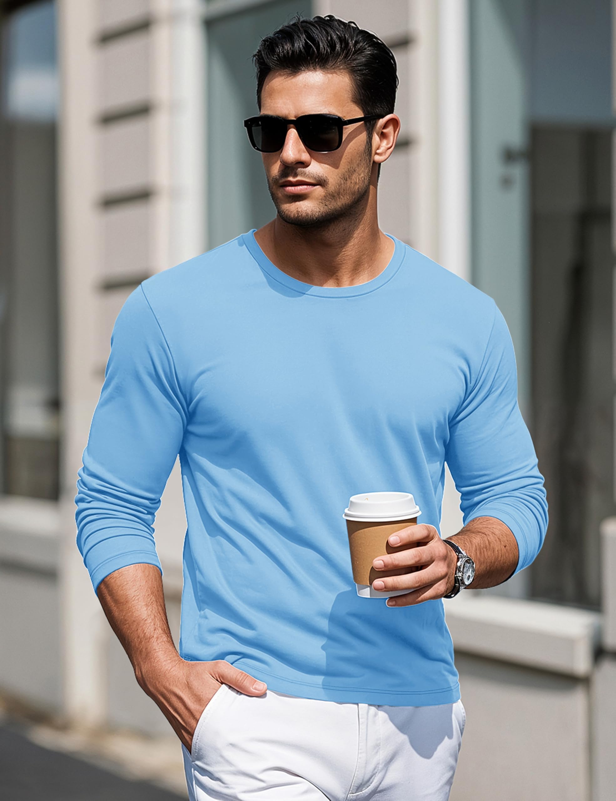 MAGCOMSEN Sweat Crew Neck Sudadera para Hombre Camiseta de Manga Larga