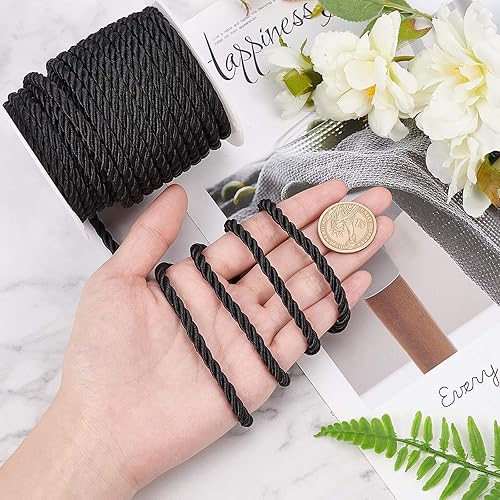 Miniatura 8 de PH PandaHall Cordón decorativo trenzado de 59 pies, cuerda de seda de 5 mm de 3 capas, cordón de viscosa brillante para ataduras de mano, decoración