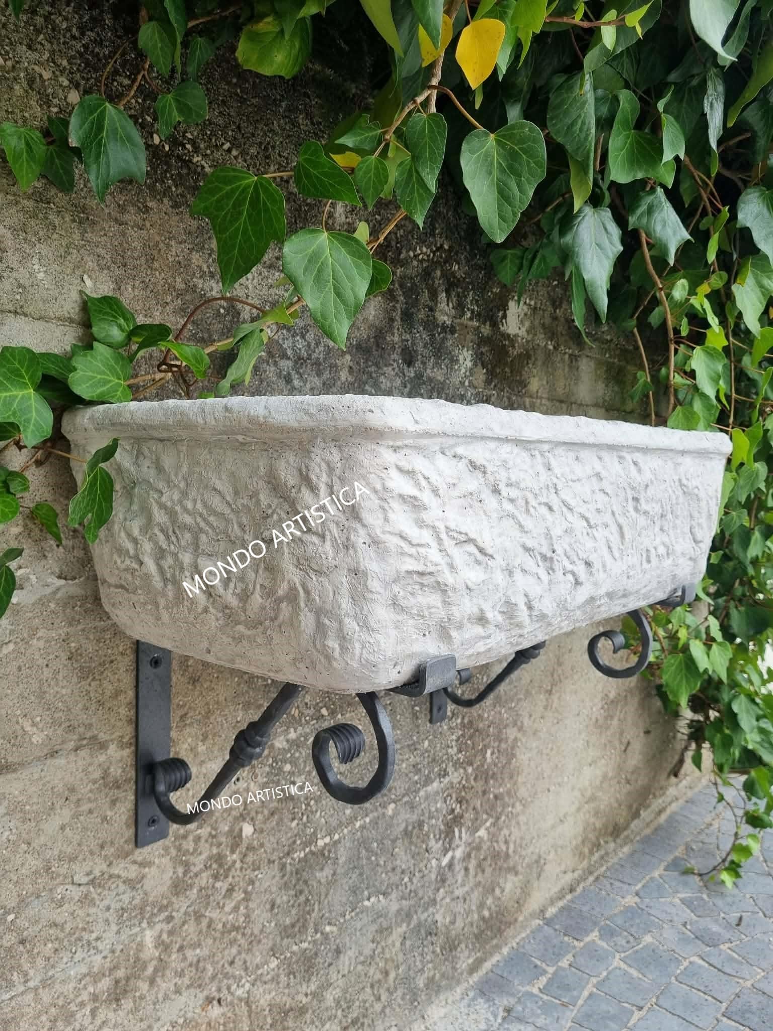 Lavello Lavandino In Cemento Con Staffe in Ferro, Lavabo, Fontana, Vasca E Gocciolatoio reversibile - Larghezza 80x40 Cm - Per Esterno Da Giardino Colore Sfumato grigio chiaro