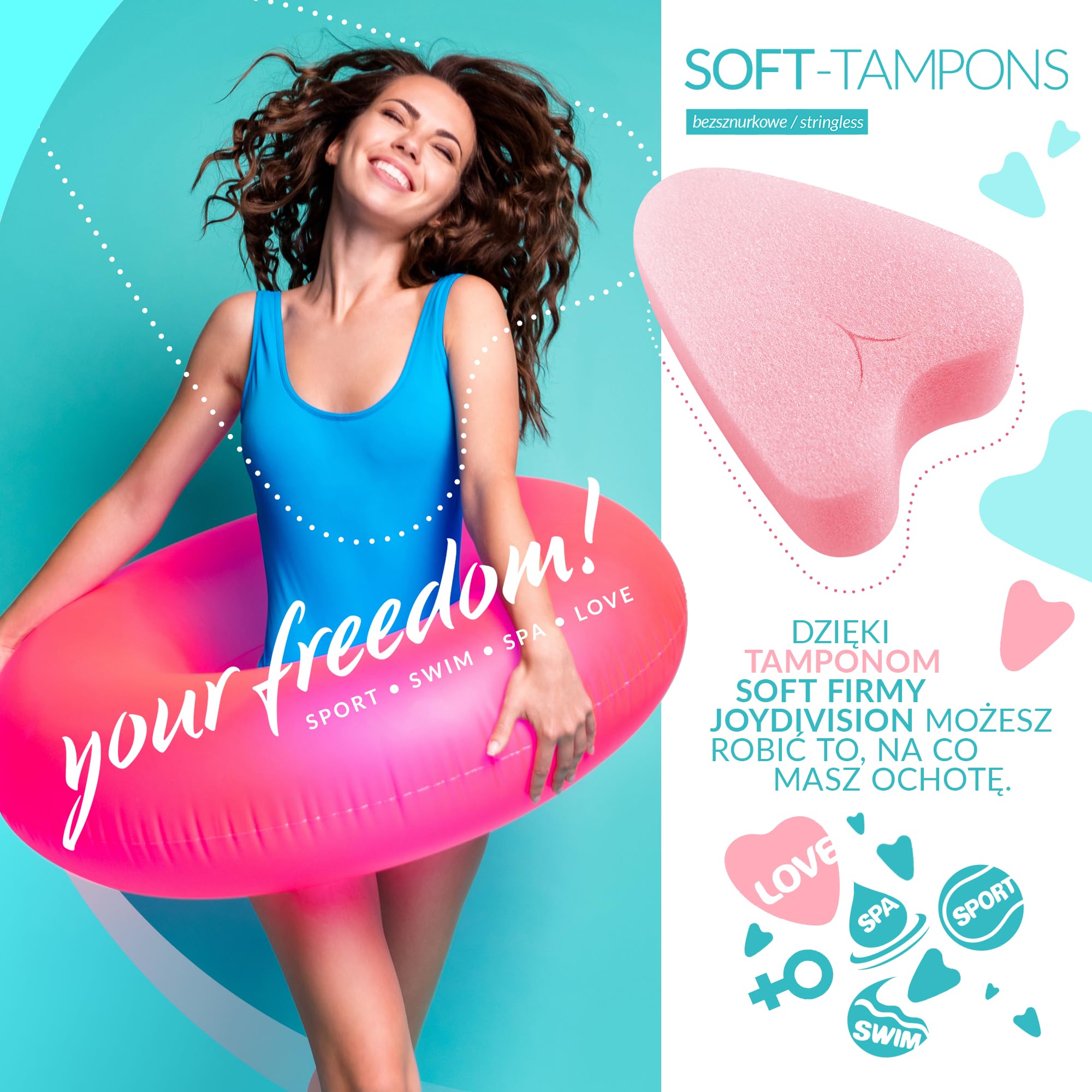 JOYDIVISION Soft-Tampons normal I 50 sztuk I Tampony bez sznurka do sportu, pływania i Spa I Gąbeczka menstruacyjna ultra soft I Łatwe wprowadzanie i usuwanie I Miękki tampon bez sznurka