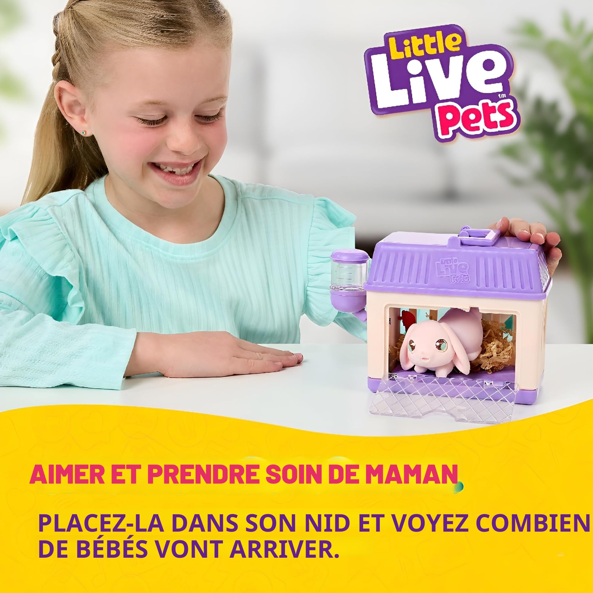 Little Live Pets Mama Surprise P'tits Lapins, Prends Soin de la Maman Lapin dans Son clapier pour découvrir 2, 3 ou 4 bébés
