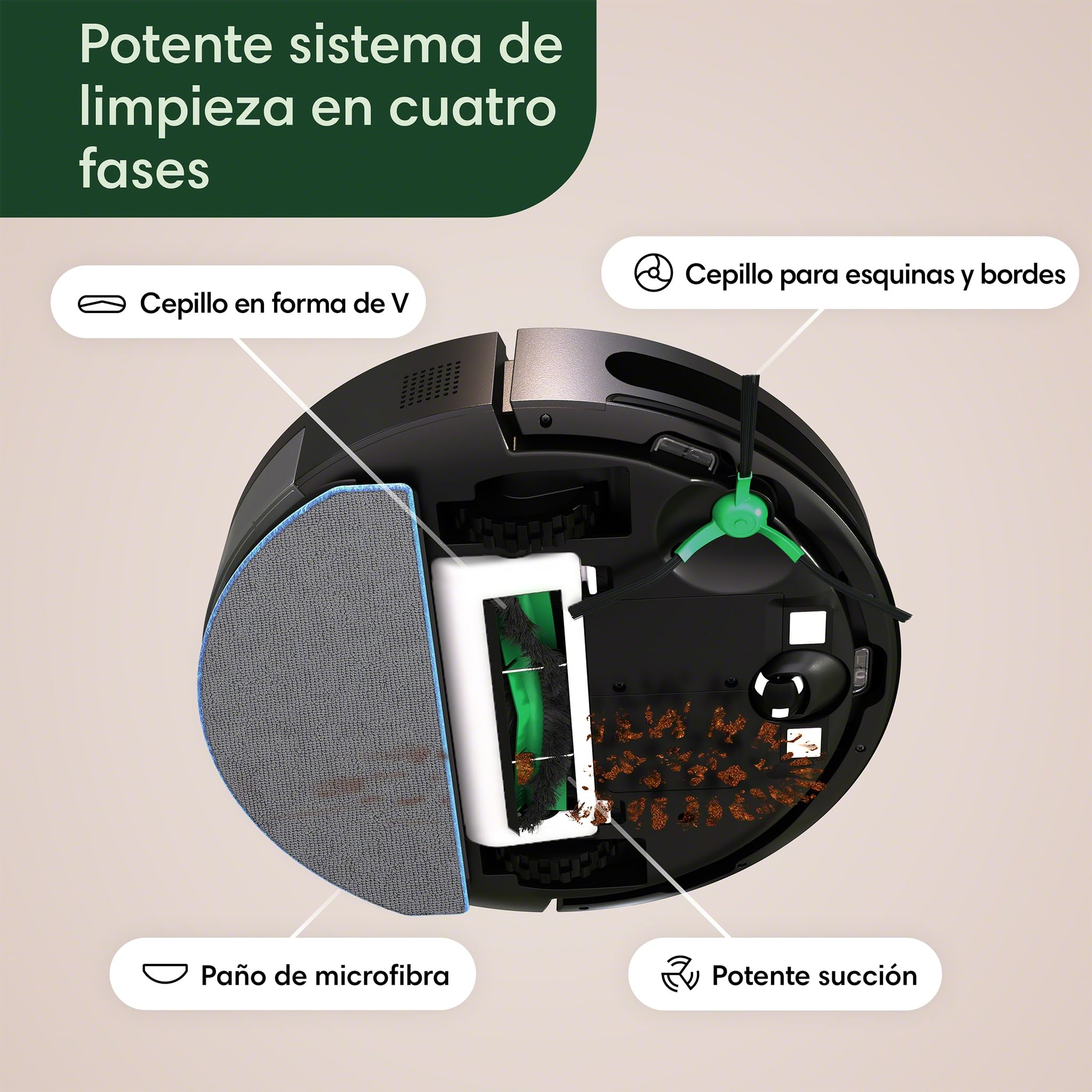 iRobot Roomba Combo 2 Essential y Base AutoEmpty con autovaciado para 60 días, Negro, 2en 1, 4 Fases Limpieza, Potente aspiración y fregado, 4 Niveles succión, Recarga y reanuda, App