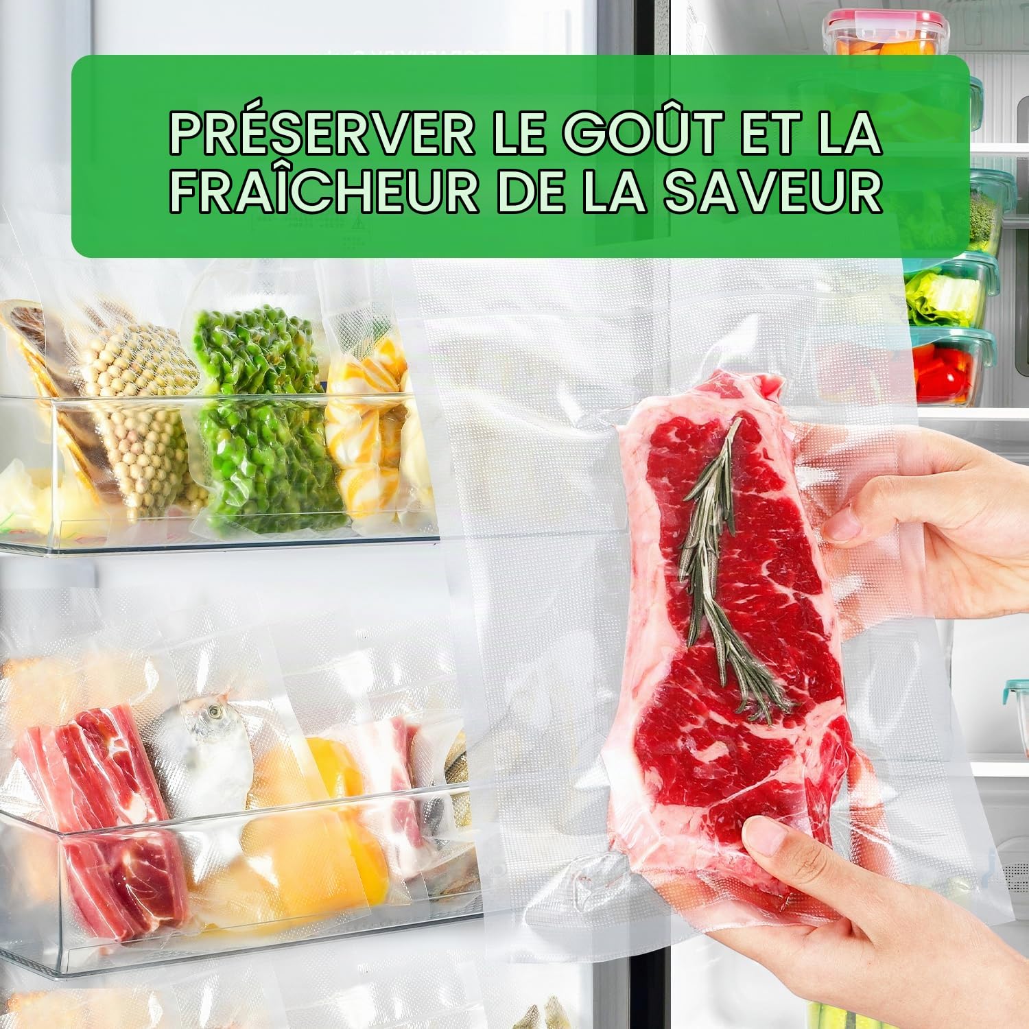 INKBIRD Rouleau Sous Vide Alimentaire 4 Packs: 28x63cm + 20x63cm, Rouleaux Film Sous Vide pour Tous Machine Sous Vide Aliments, Sac Sous Vide pour Le Stockage Des Aliments Et La Cuisson, Sans BPA