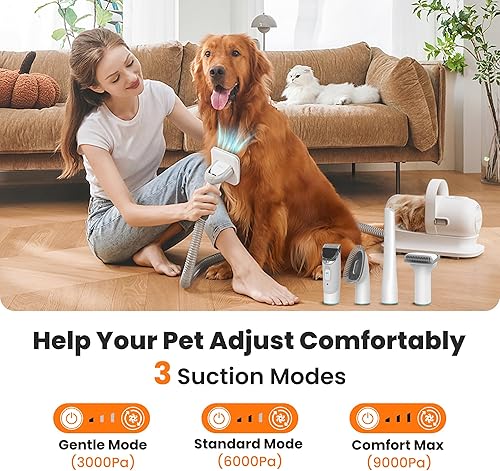 Miniatura 5 de Neakasa P1 Pro Kit de Aseo para Mascotas y Aspiradora con Succión del 99% del Pelo de Mascotas, Cortadoras Profesionales con 5 Herramientas de Aseo