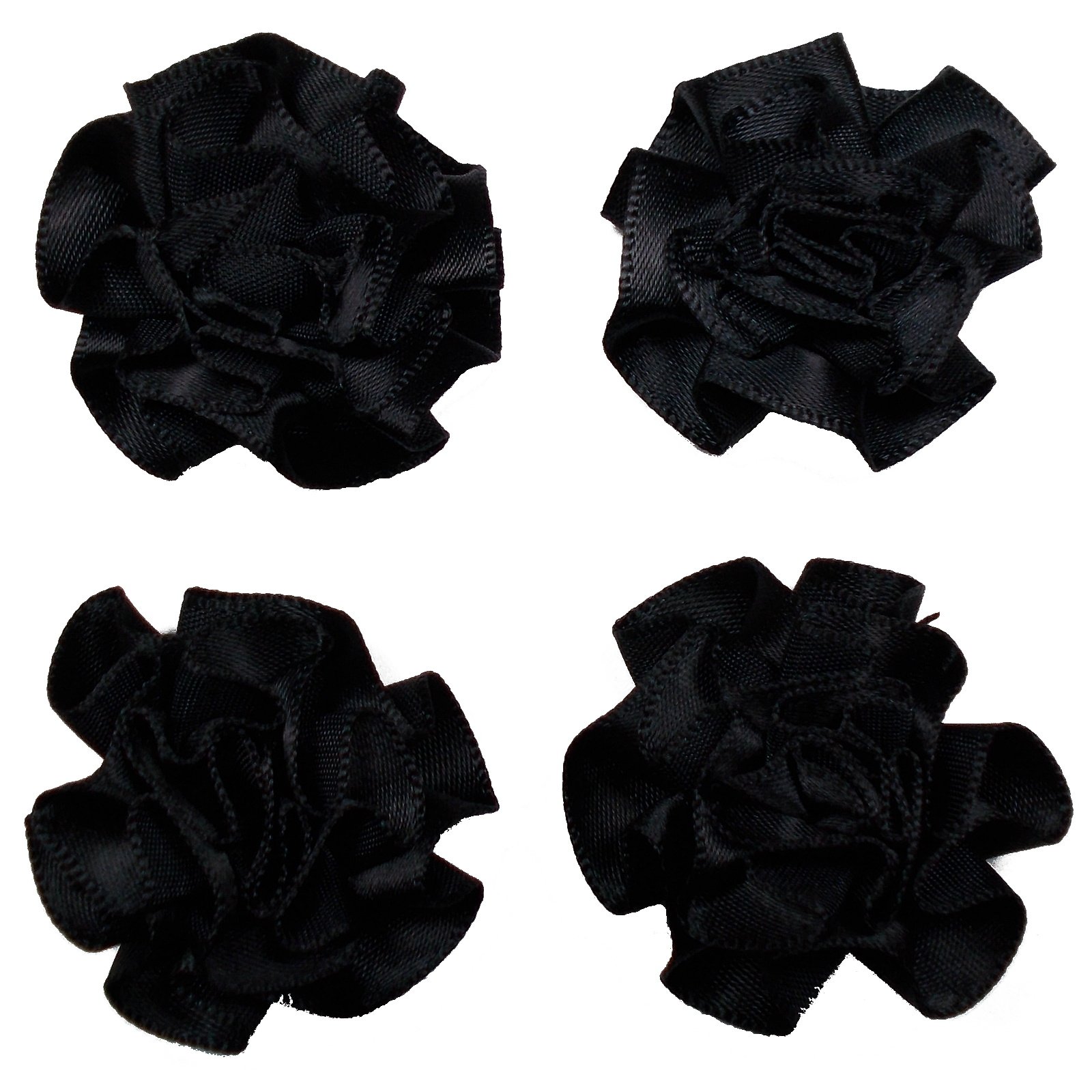 Push The Button Black Satin Ribbon Rosettes Flowers Roses 3Cm Wide (, 4)